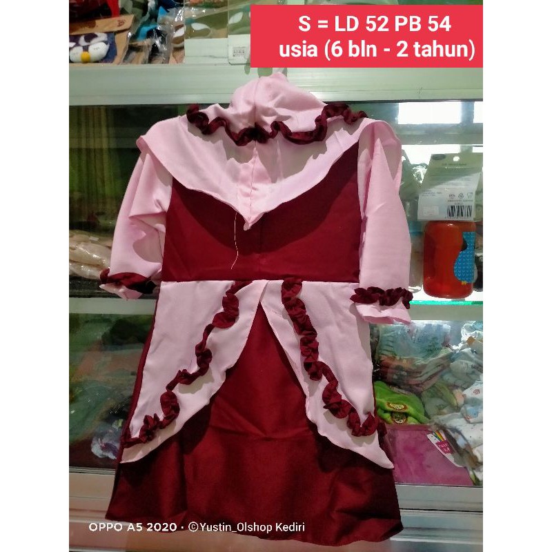 Gamis bayi lucu bahan moscrepe usia 6- 2 tahun