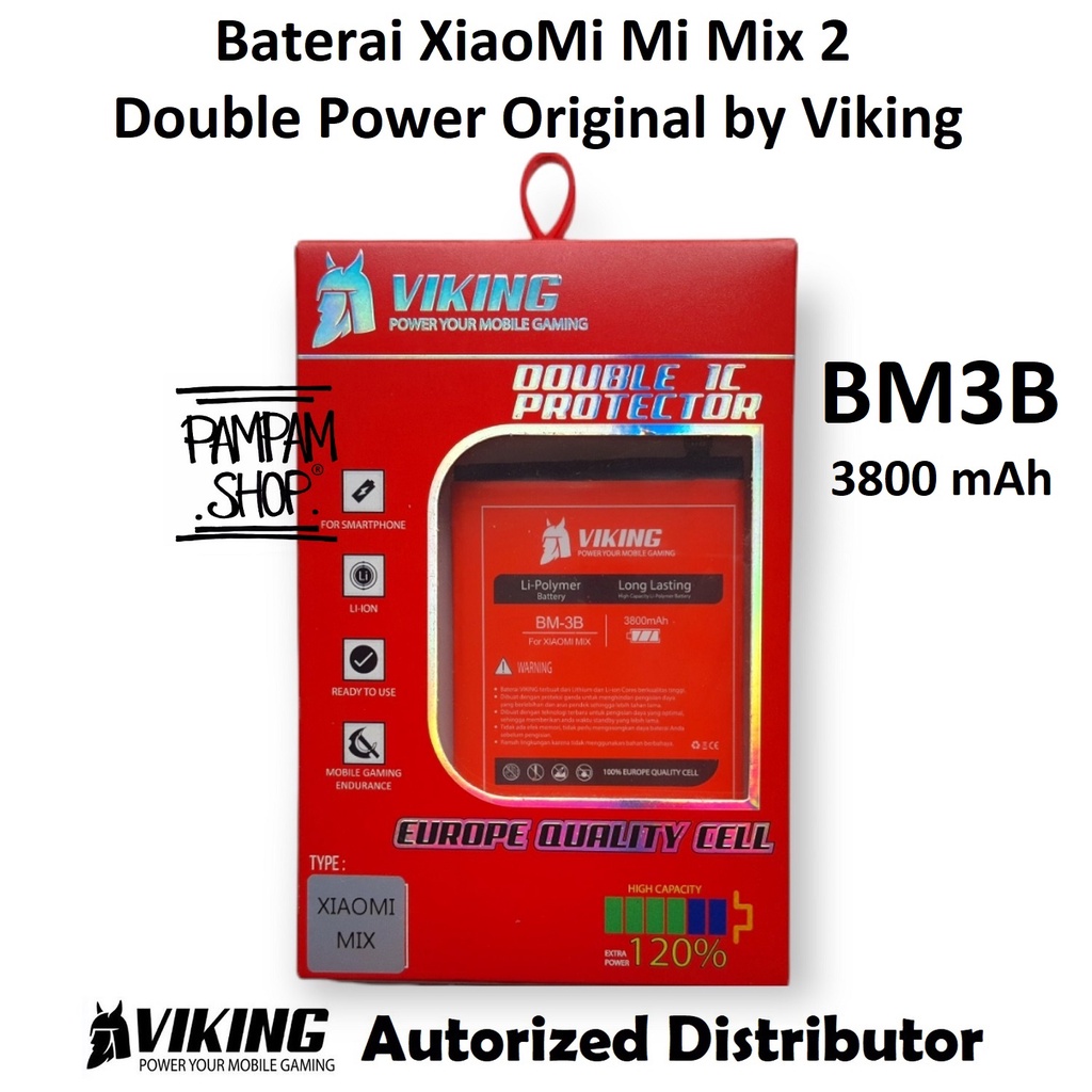 Baterai VIKING Double Power Original XiaoMi BM3B Mi Mix 2 Ori Batre Batrai Battery Dual Power Ori HP