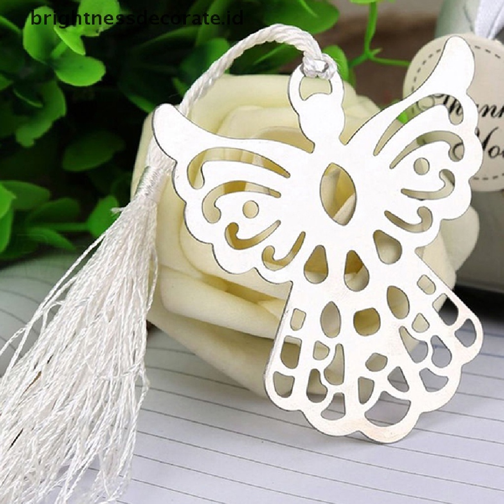 [birth] Hot Stainless Steel Silver Guardian ANGEL Bookmark Tassel Page Marker Ribbon Box [ID]