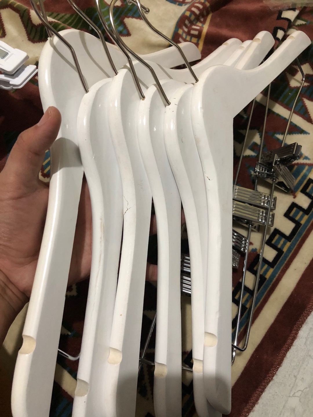 Hanger Kayu Palang Jepit Besi Isi 6 Pcs / Gantungan Baju Palang Jepit