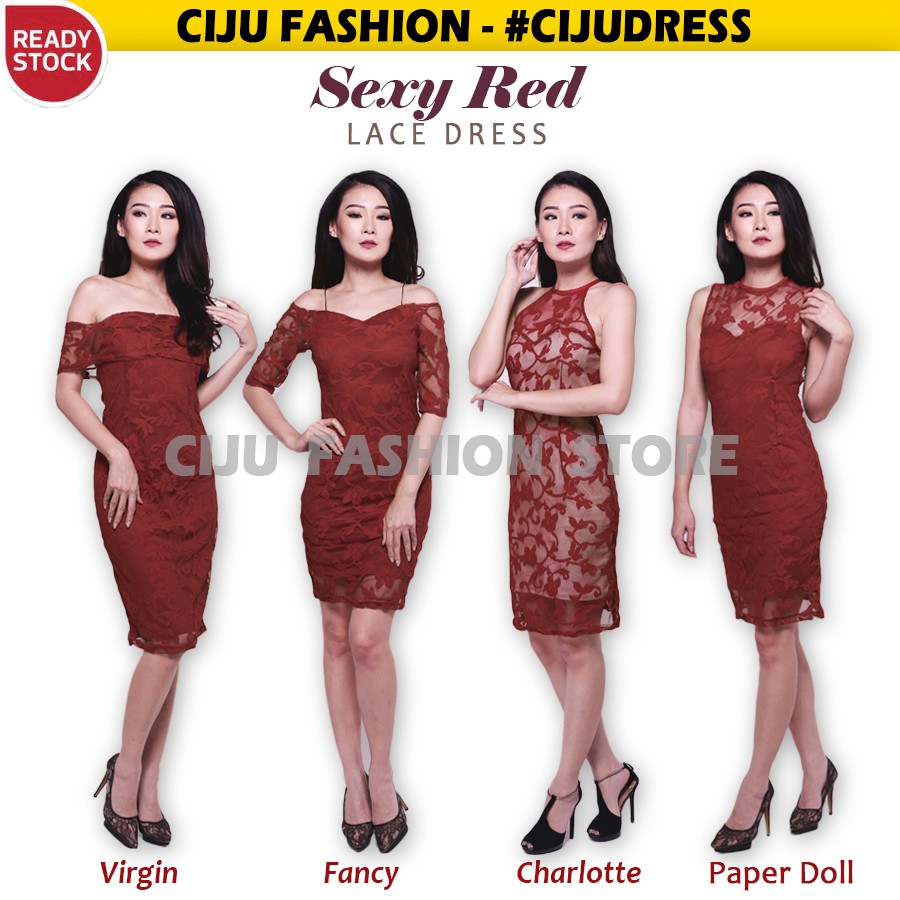 MAROON Longdress Gaun Pesta Brukat Night Gown Convertible Dress