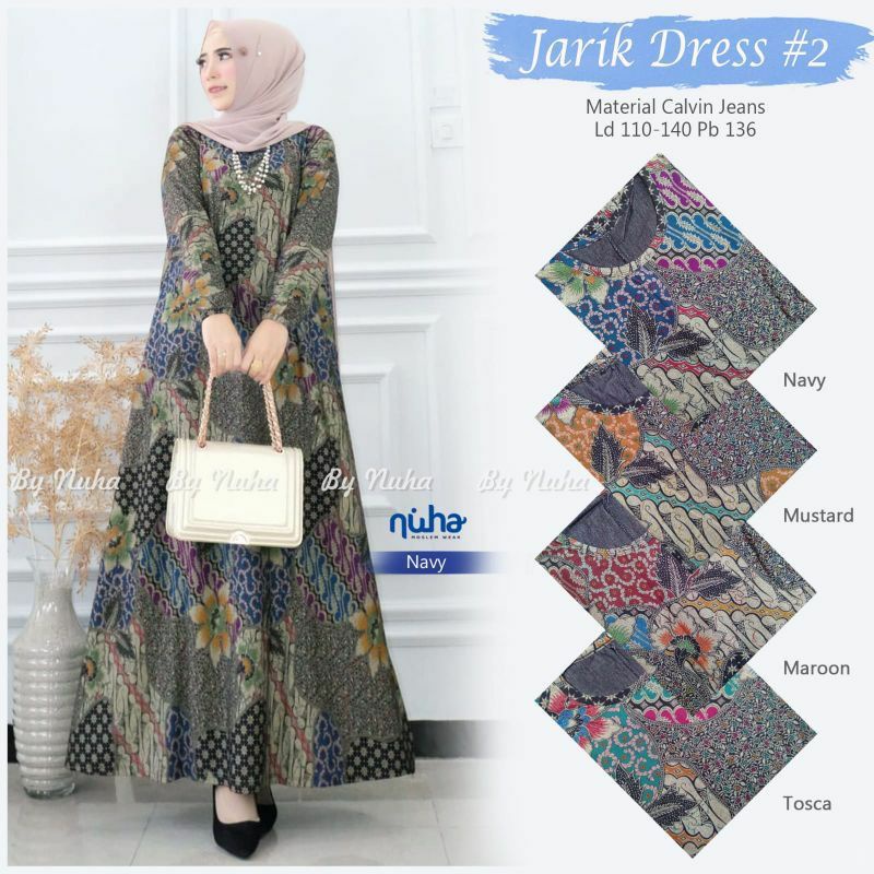 Calva Maxy / Jarik Dress - Gamis Calvin Jeans Terbaru LD110+ / 023-6148