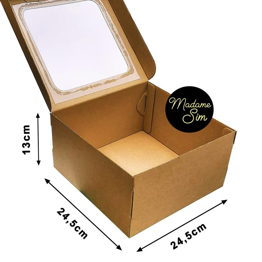 

New! KOTAK KUE - CAKE BOX 24 x 24 x 13 CM - COKLAT + JENDELA ISI 10 PCS