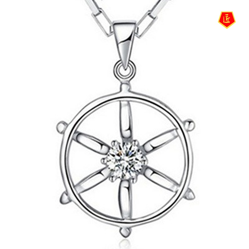 [Ready Stock]European and American Couple Necklace Boat Anchor Rudder Stylish Pendant