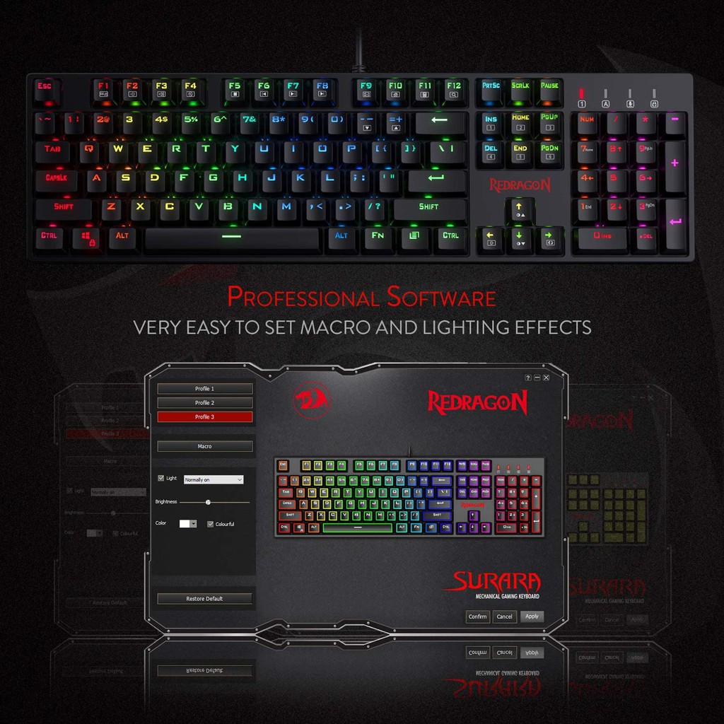 Keyboard Gaming Mechanical Redragon Optical RGB SURARA K582RGB-PRO - K582-PRO