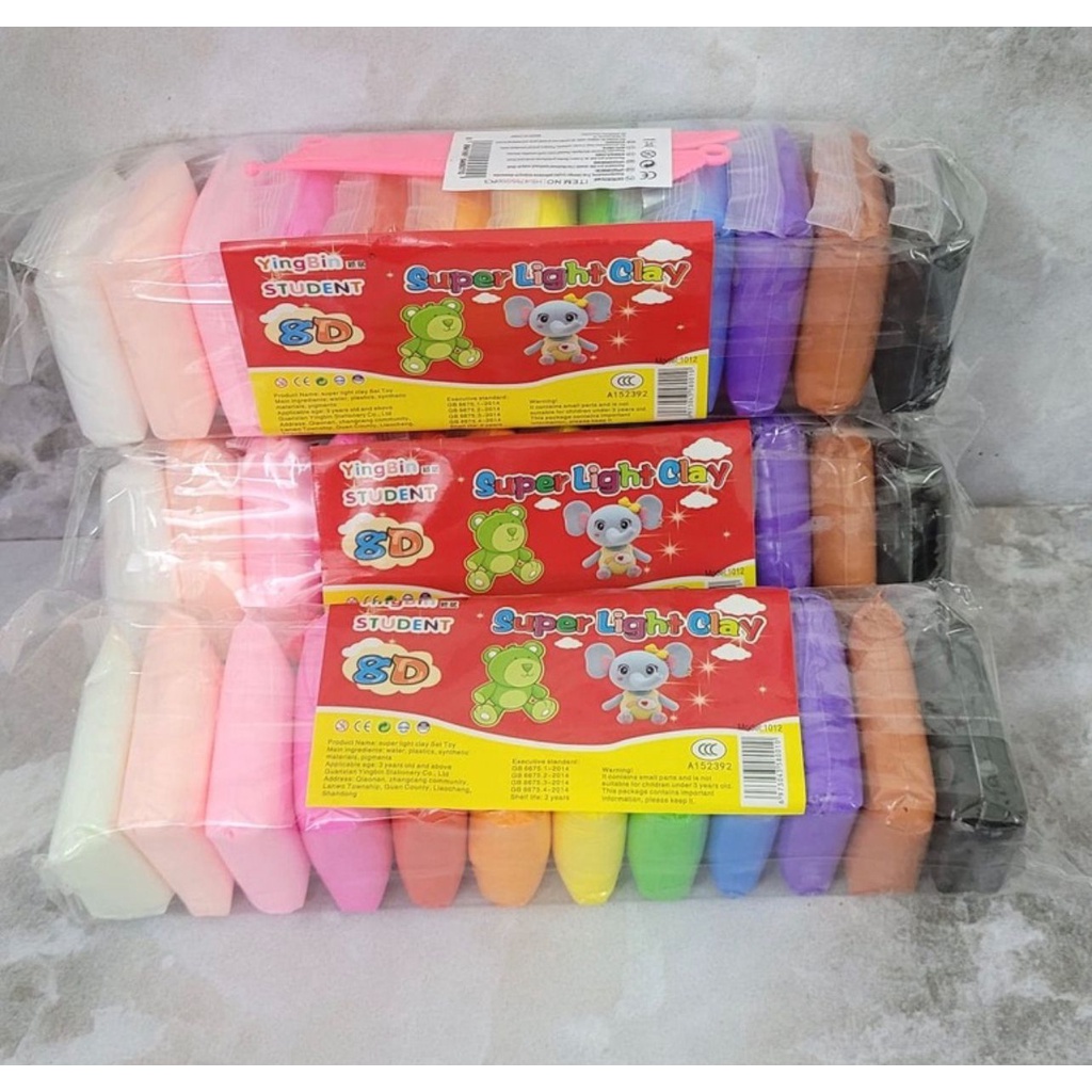 Clay Mainan Anak isi 12pcs / Mainan Edukasi Lilin anak / Polymer Clay 12 pcs / Mainan Anak clay isi 12 Warna