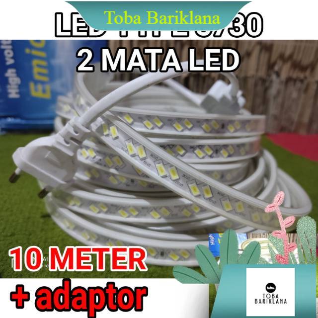lampu selang 220 v 10 meter 2 mata super terang led strip