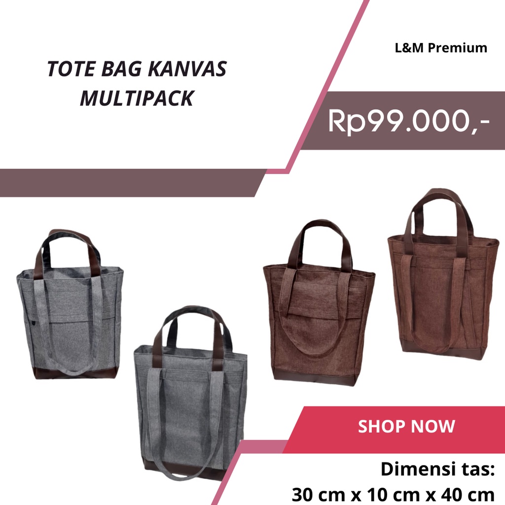 TAS LAPTOP TOTE BAG TAS KANVAS MULTIPACK