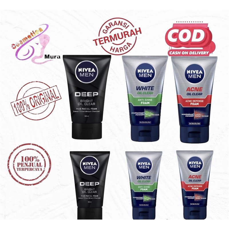 [ 100 gr ] nivea men acne oil clear acne defense scrub - nivea men acne oil acne defence scrub 100 gr