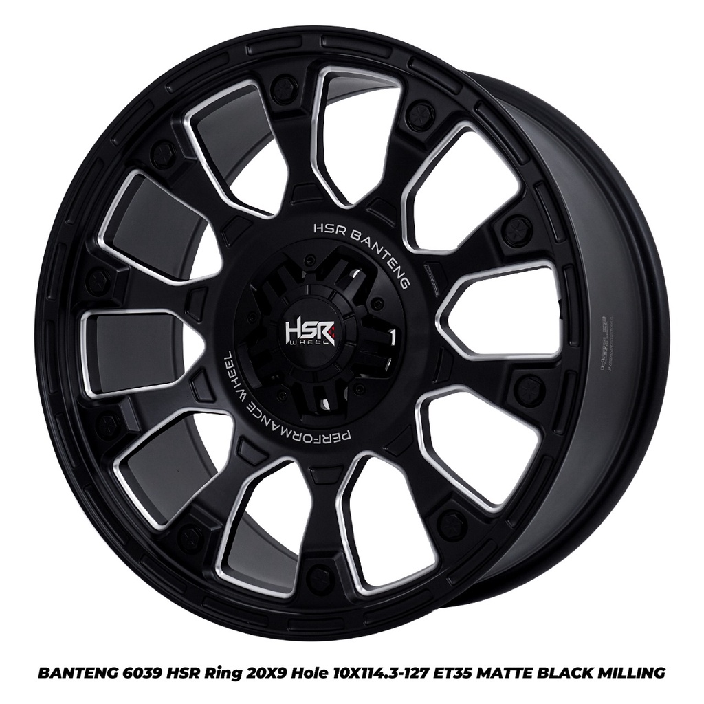 Velg R18 Mobil CRV Xtrail Innova Terios HSR BANTENG 6039 Ring 20 Lubang 5 Black Milling