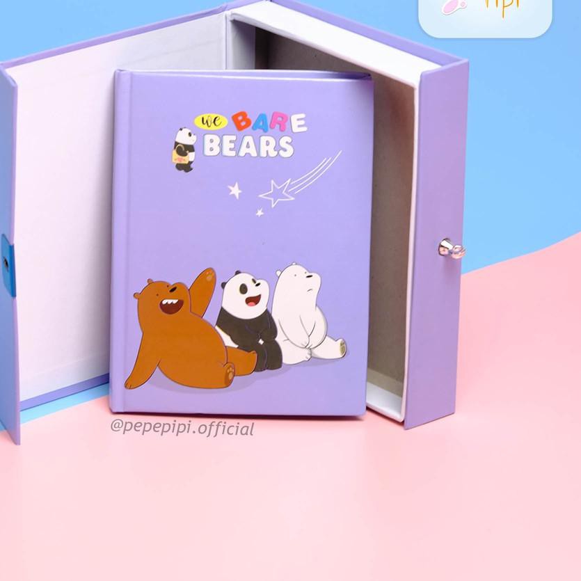 

PROMO BESAR (vug-764) Buku Diary WBB We Bare Bear Note Book Dengan Kunci Gembok Tebal