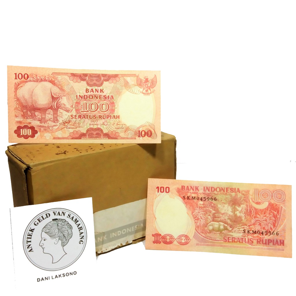 100 Rupiah 1977 Badak (PREMIUM) Uang Kuno / Uang Lama