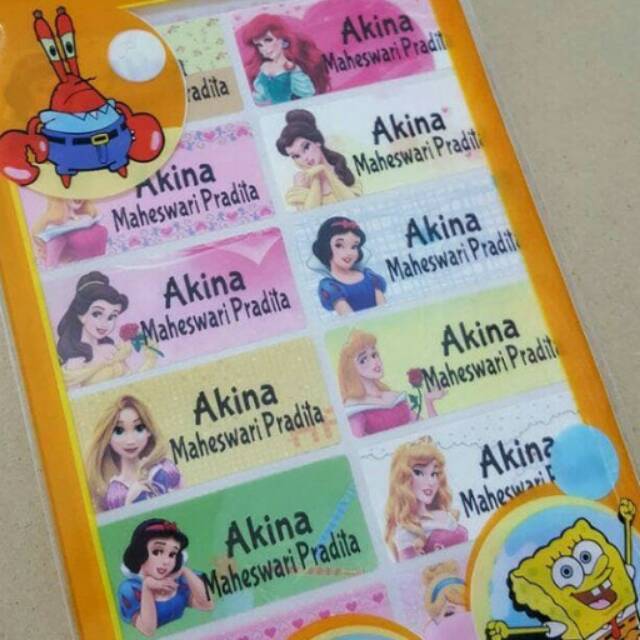 

sticker label nama waterproof Princess 10.