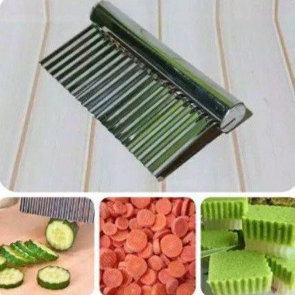 Pisau acar/keripik/buah/sayur bergerigi/pisau puding bergelombang stainless