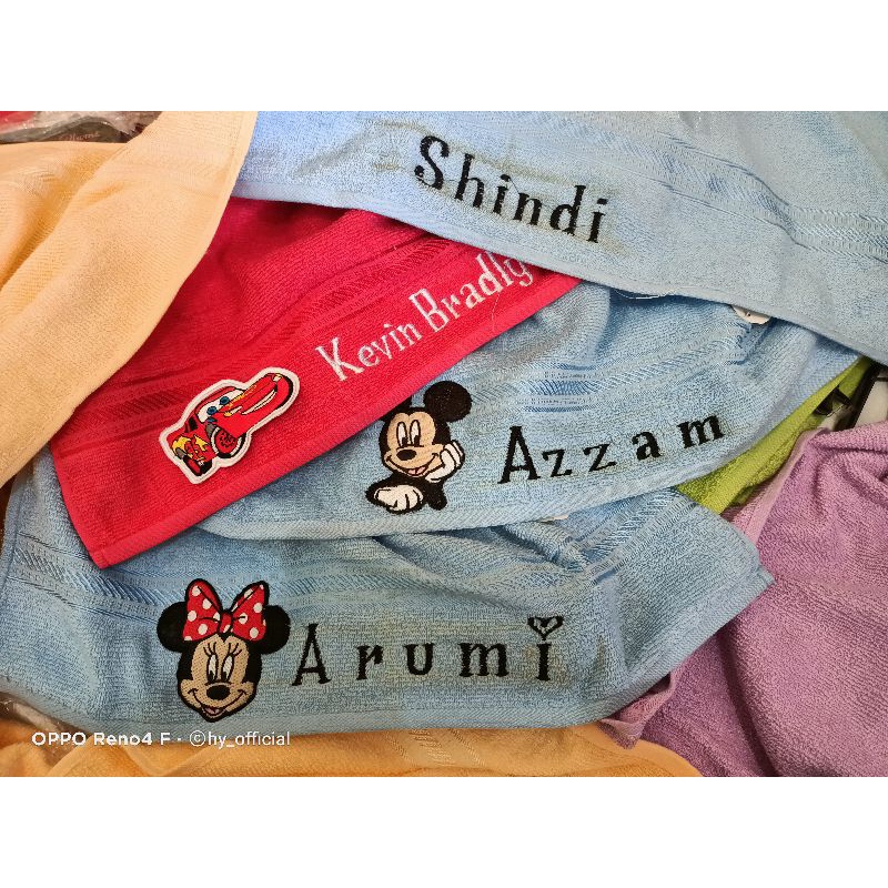 Handuk Anak 50x100cm Gratis Bordir Nama Merah Putih ORI cotton 100%