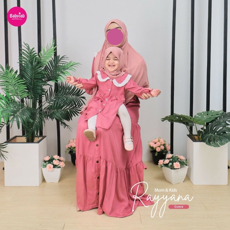 Babyjab Set Couple Rayyana Mom And Kids - Baby Jab Gamis Tunik Setelan Hijab Ibu Anak Perempuan Lucu Usia 0 1 2 3 4 5 6 Tahun