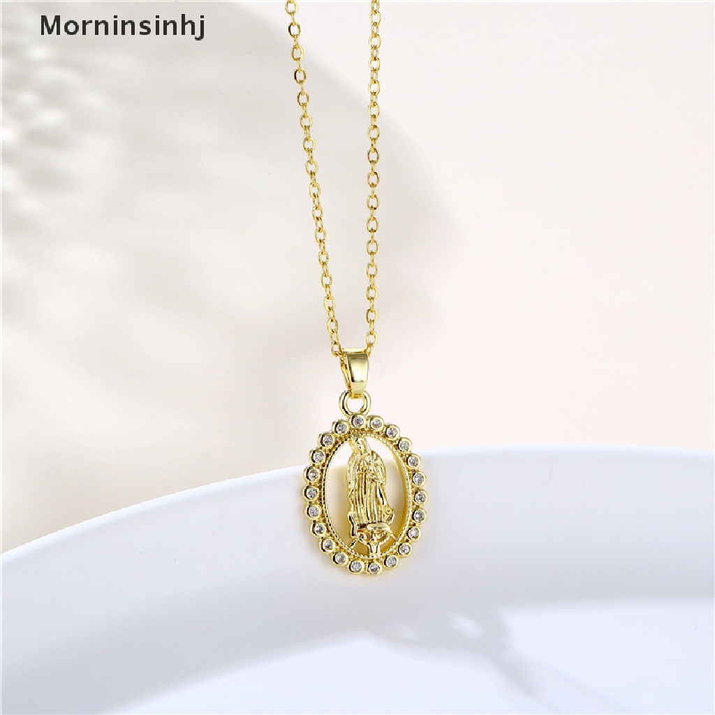 Mornin Virgin Mary Pendant Kalung Wanita Emas Kristal Bunda Maria Guadalupe Kalung Tembaga Cubic Zircon Jewelry id