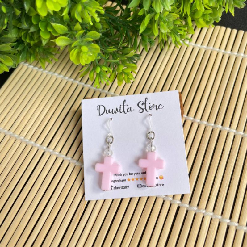 HANDMADE ANTING ANAK/DEWASA KAITAN PLASTIK MOTIF SALIB