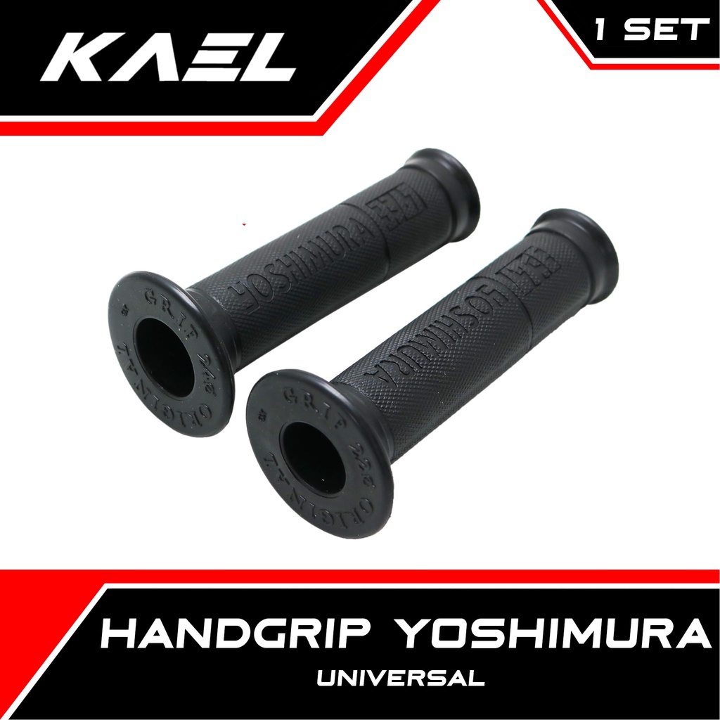 Handgrip Yoshimura Motor Handpad-Handfat Handle Grip-Pad-Fat Karet-Sarung Gas Universal Honda-Ymh-Szk-Kwsk Hitam Polos