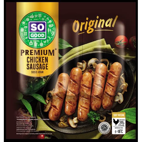 SOSIS AYAM PREMIUM SO GOOD ORIGINAL CHICKEN SAUSAGE 300GR FROZEN HALAL