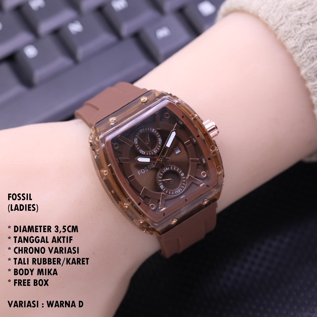 JAM TANGAN WANITA FASHION TALI RUBBER BODY OVAL TANGGAL AKTIF