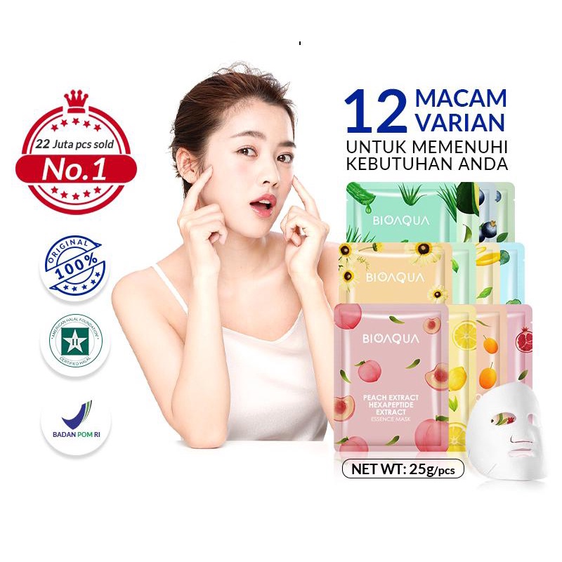 Sheet Mask BIOAQUA 12 varian - [Brightening Moisturizing Skin Care Hydrating Essence Face Mask Anti 