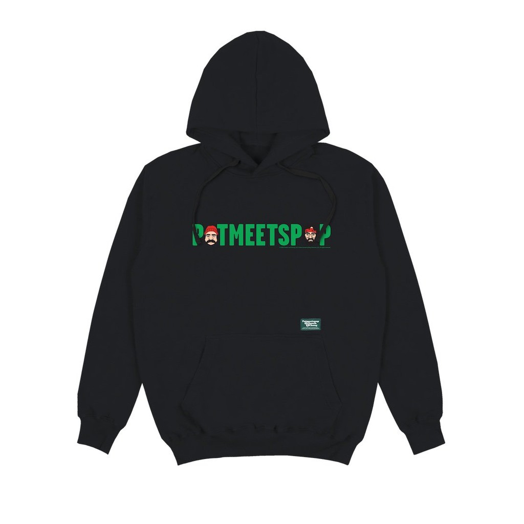POT MEETS POP / CHEECH AND CHONG - LOGO HEADS HOODIE BLACK