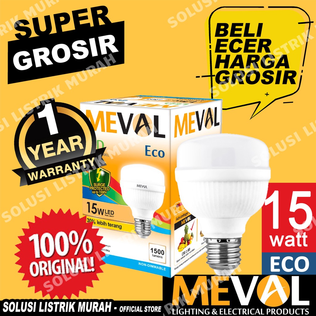 MEVAL Eco Lampu LED Kapsul 15W Putih