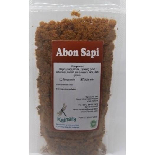 

Kainara Sehat. Abon sapi (manis), abon sehat, abon organik