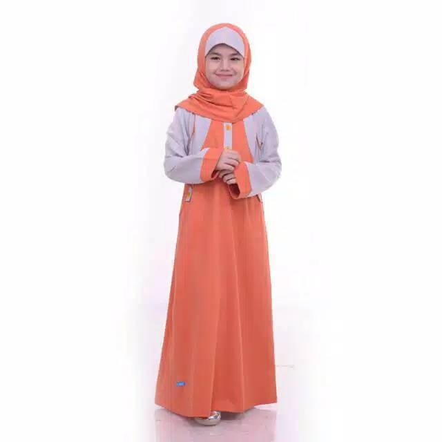 Set Gamis Anak Alnita AGA 05 Maroon Merah Bata Orange