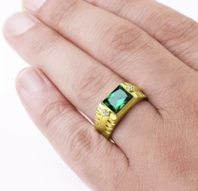 Cincin Batu Zamrud Green Emerald Ring Gold Filled Hight Quality Simple Minimalis Cubic Zirconia