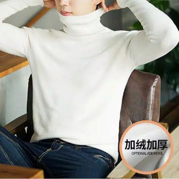 ► () kaos polos turtle neck sweater rajut pria ●