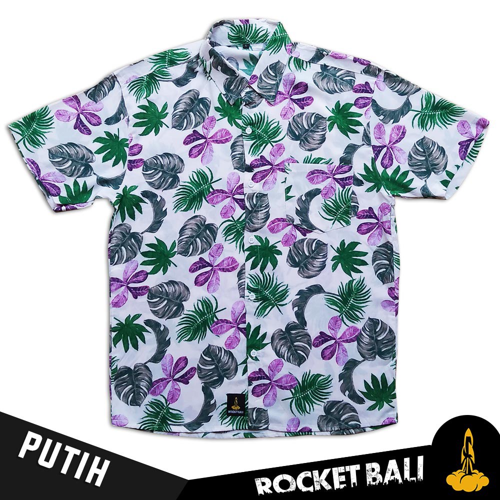 Baju Pantai Pria Keren - Floral Shirt Barnd Rocket Bali - Kemeja Hawaii Pria - Baju Untuk Di Pantai