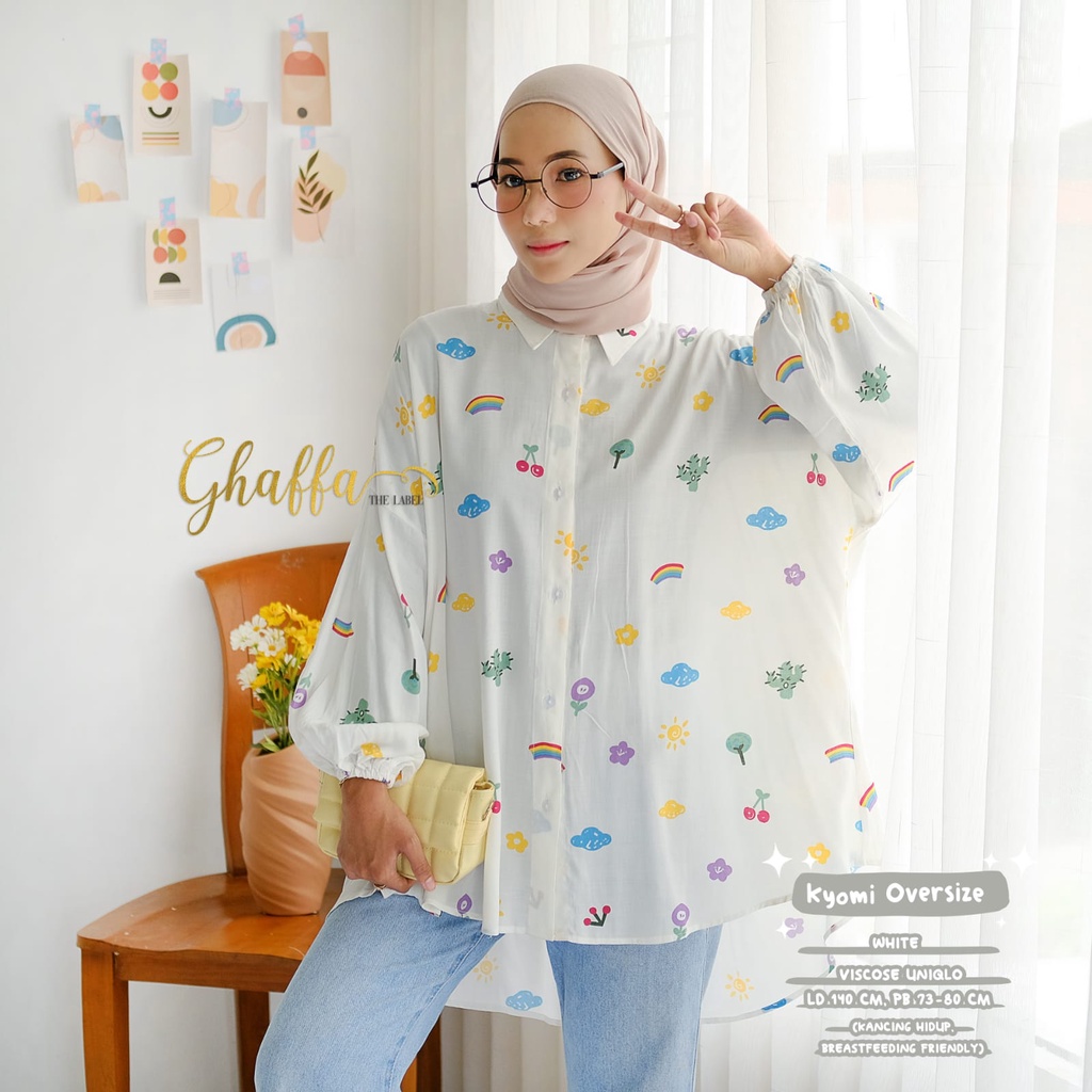 ATASAN WANITA OVERSIZE BUSUI & KANCING HIDUP ~ BAHAN VISCOSE UNIQL0 ~ KYOMI OVERSIZE ORIGINAL GHAFFA