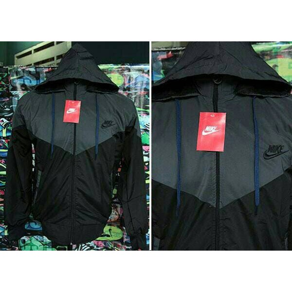 JAKET PARASUT NIKE ABU TUA COMBI HITAM WINDRUNNER BISA WATERPROOF