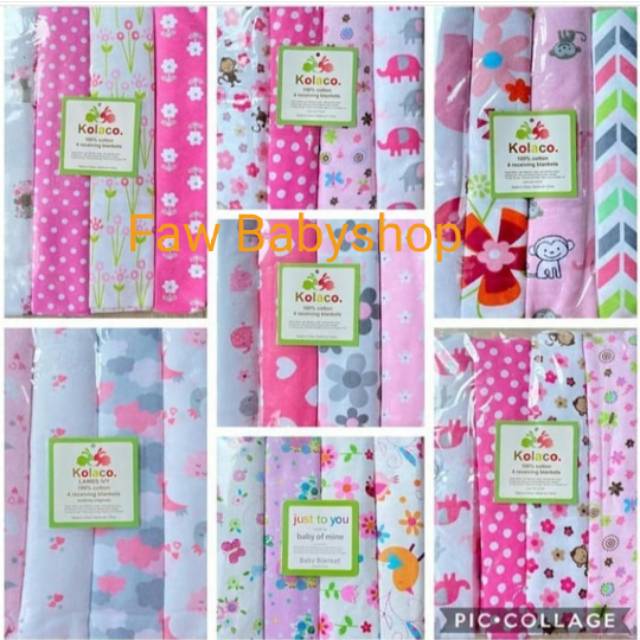 4PCS Kain Bedong Bayi Flanel Jumbo Carters isi 4 PCS / Just To You / Kolaco/ Carterlove