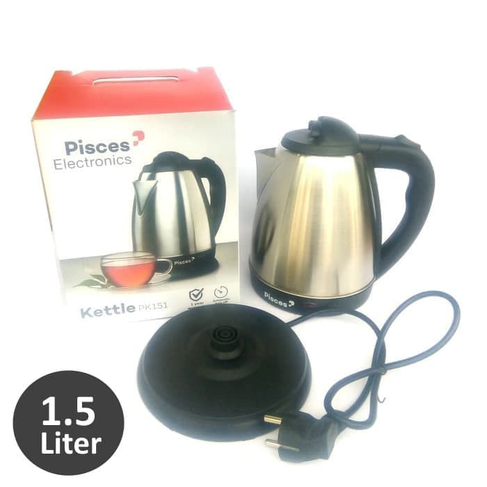 Pisces Kettle 1.5 Liter Double Wall Inner Stainless Teko Elektrik