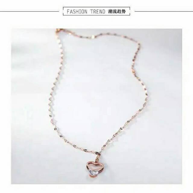 GG kalung Aksen Berlian Love Rantai Ulir Titanium lapis Emas 18k#KL-174