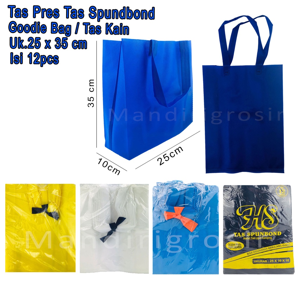 Tas Spundbond * Tas Pres * Goodie Bag * Tas Kain  * Isi 12 pcs