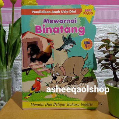 Buku Mewarnai Binatang Menulis Dan Belajar Bahasa inggris