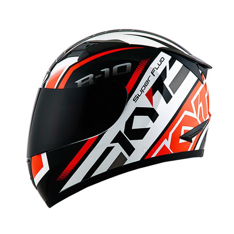 HM-1867 Kyt-R 10 Super Fluo Helm Full Face - White Red Fluo Murah