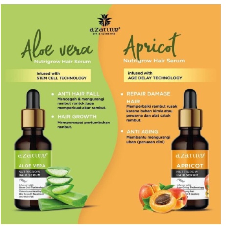 [BPOM] Azarine Nutrigrowth Hair Serum Apricot & Aloe Vera - 20mL | Serum Rambut