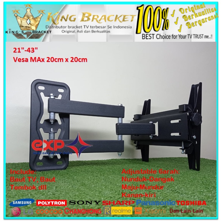 Bracket TV TCL 14 s/d 43 inch 6 ARAH FULL BESI SUPER KOKOH GARANSI 100% ORI