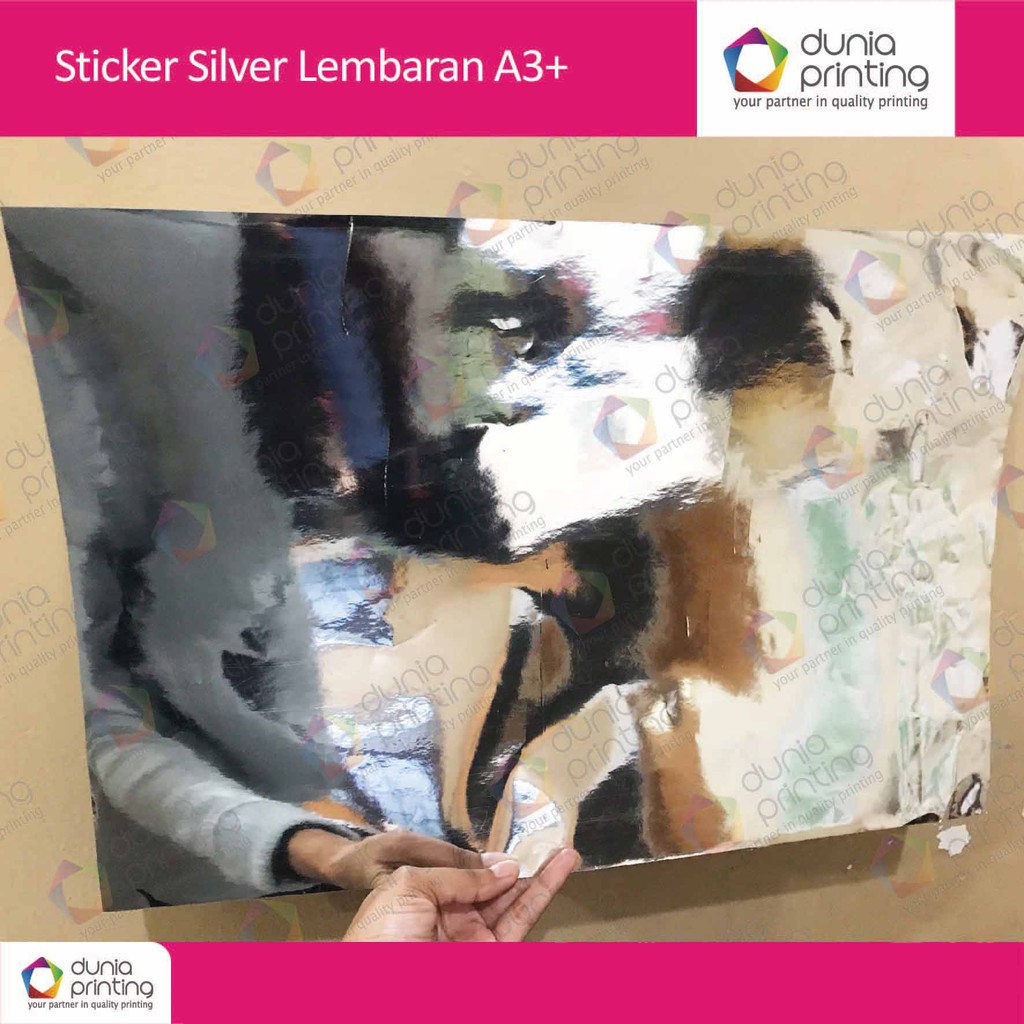 

Stiker label Vinyl SILVER lembaran A3+ & Laminating Doff/Glossy