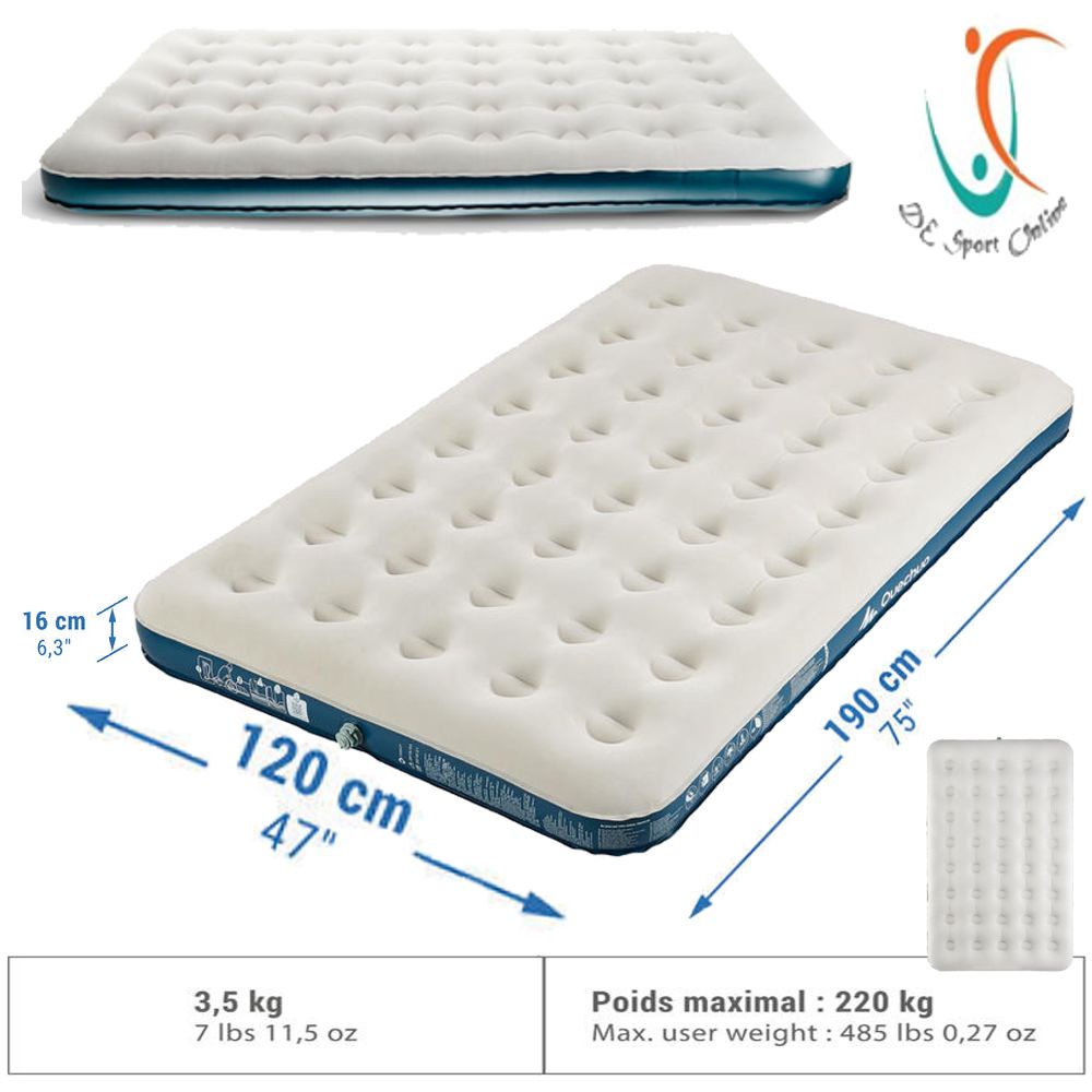 KASUR CAMPING POMPA PRODUK IMPORT MATRAS CAMPING TEMPAT TIDUR ANGIN ORIGINAL QUECHUA MATRAS INFLATABLE AIR BASIC 120 Cm KAPASITAS 2 ORANG