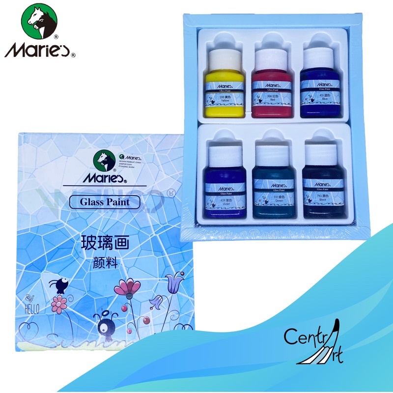 

Maries glass paint set 6 warna / Maries cat kaca set 6 warna x 30ml