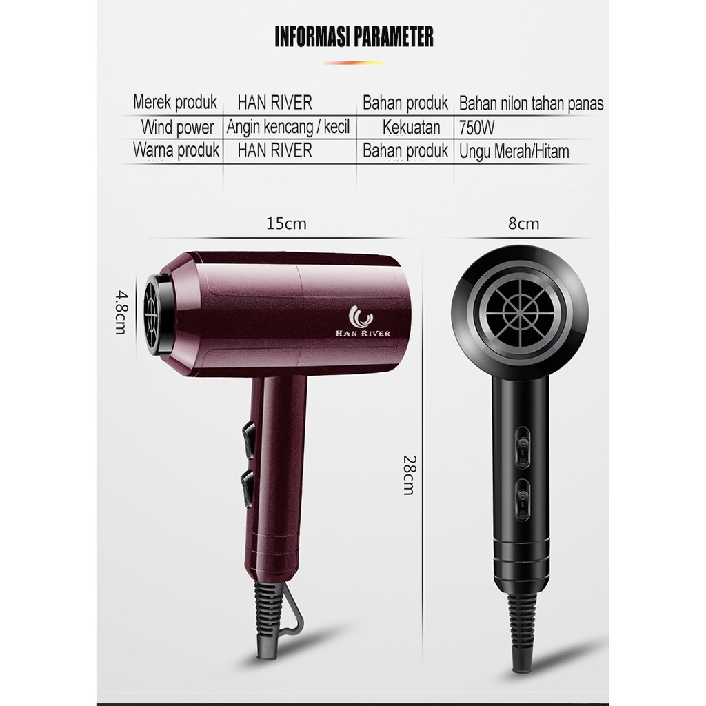 Hair dryer 8030 Pengering Rambut 750 Watt