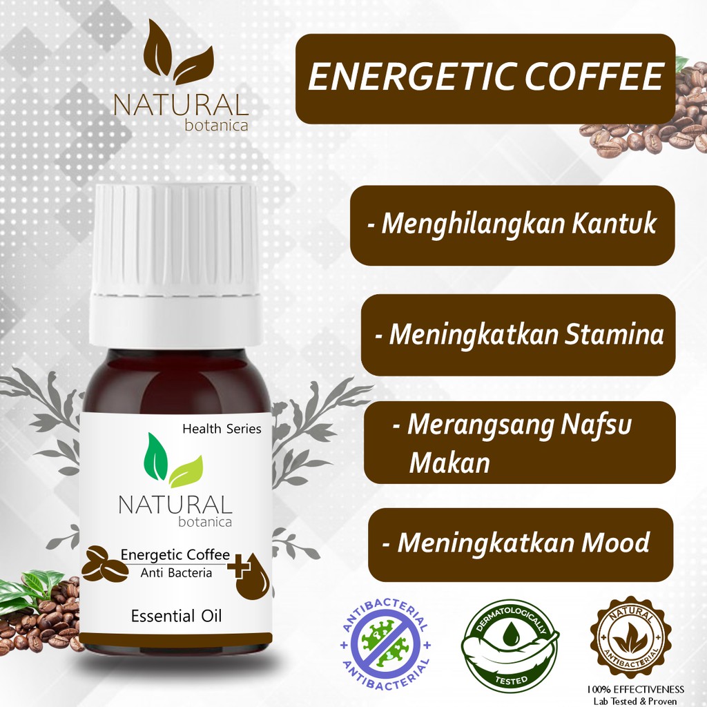 Natural Botanica Energetic Coffee Essential Oil Pure Minyak Esensial AromaTerapi Diffuser Humidifier