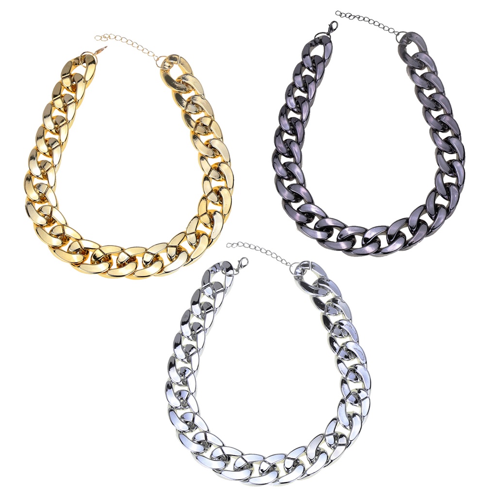 Hu Hu Hu Hu Hu Alat Bantu Pasang Kacamata♡ Kalung Choker Rantai Tebal Bahan Alloy Dapat Disesuaikan Gaya Hip Hop Untuk Wanita