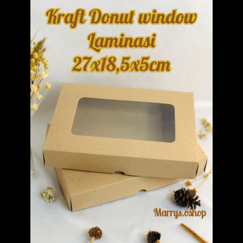 

Box Kraft window donat laminasi donut isi 6
